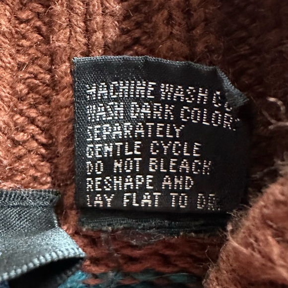 Vintage Paul Harris Brown Navy Boho Folk Tapestry Knit Sweater Small Indie 90s - Picture 9 of 9